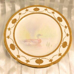 Minton Gold Encrusted Serving Plate with Painted Duck # 26714